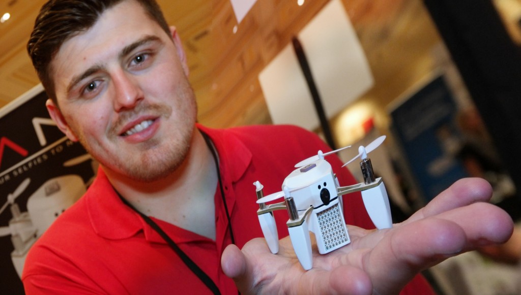 Reece Crowther with Lantronix  Zano photo-video amazingly small drone which  knows where it is at all times 
