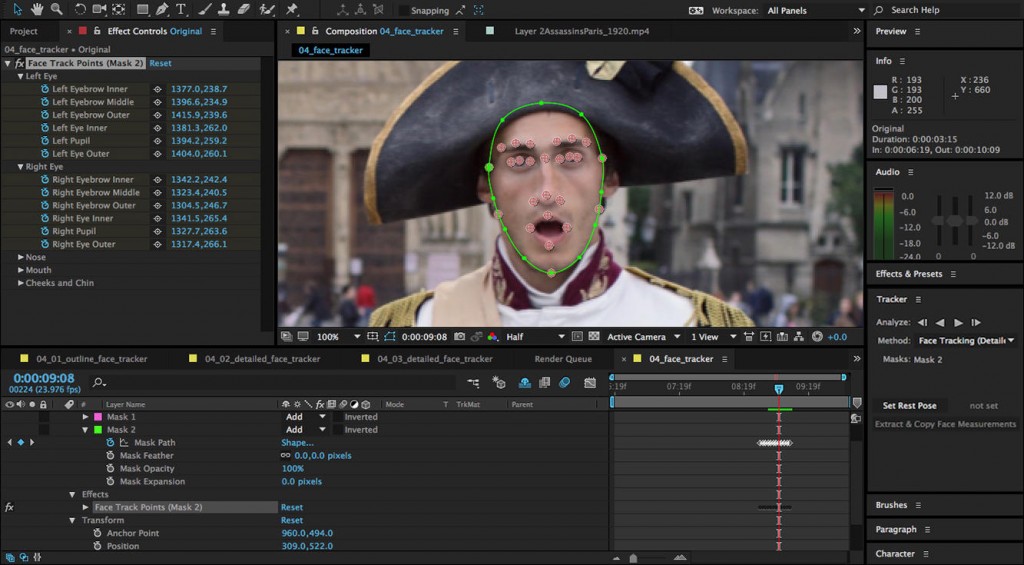 Face tracker for Adobe 2015 After Effects is a time saver