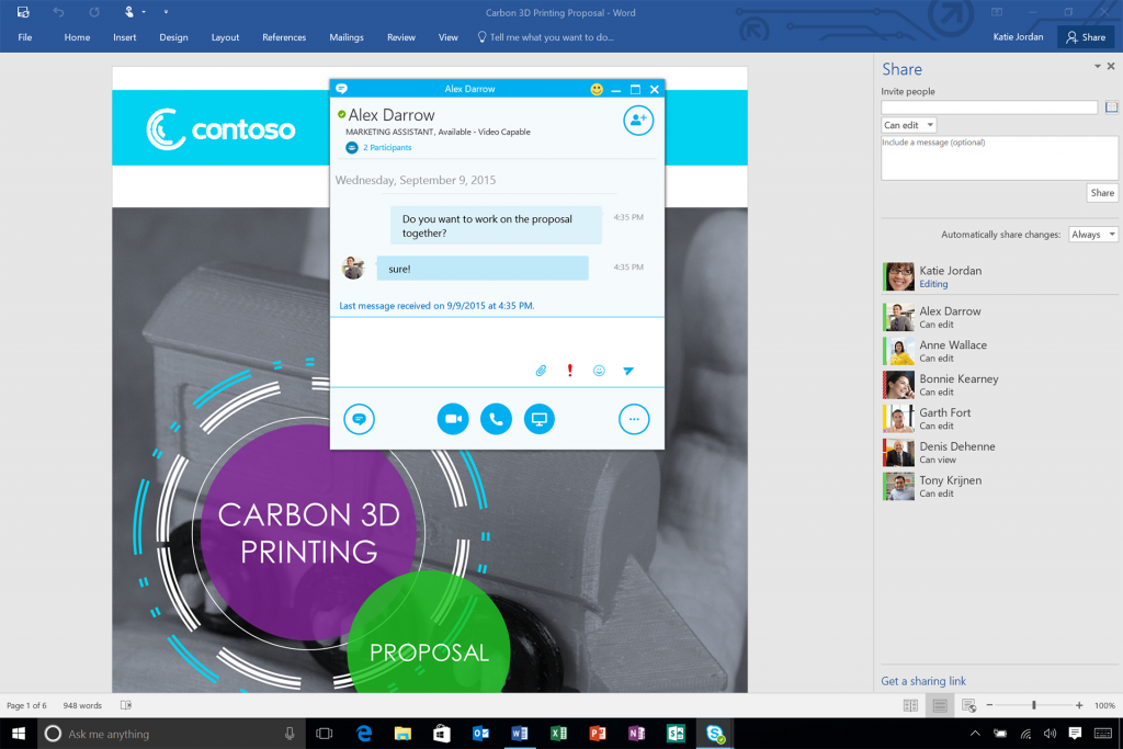 Office 2016 Skype for Business Integration - Chat