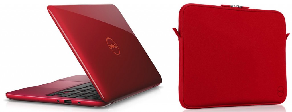 The Dell Inspiron 11 3000 series looks timely in Tango Red as does the Dell neoprene sleeve for 15 - inch laptops