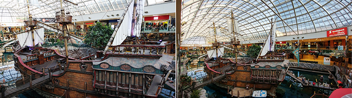 Comparison between the LG G5 dual rear combo lens normal view at West Edmonton Mall and the super wide, right. Impressive? 